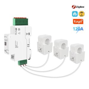 Công Tơ Điện Zemismart 120A Zigbee WiFi DIN-Rail 3 Pha Tương Thích Với Tuya Sử Dụng CT Lõi Tách Rời Cho Điện Áp 120V-240V
