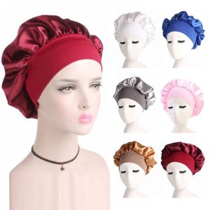 Hat for Girls Wide Comfortable Bath Hair Care Silk Night Sleep Women Hair Cap Shower Caps Sleeping Hat Satin Bonnet