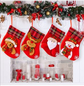 1/4 chiếc túi quà người tuyết gấu hình nai sừng tấm ông già Noel Vớ giáng sinh cho gia đình quà tặng cho tiệc lò sưởi Cây giáng sinh đồ trang trí treo trang trí nội thất