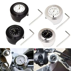 Universal 7/8" Waterproof Chrome Motorcycle Bike Handlebar Mount Quartz Clock Watch Aluminum Luminous Clock Moto Black Accessori