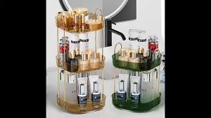 ONE-K173 Rak Kosmetik Putar 360 Derajat 3 Tingkat / Rak Make Up Organizer Rak Penyimpanan Serbaguna