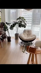 Upholstered Rocking Chair-Tufted Seat Metal Legs Lounge Living Room Bedroom kerusi goyang rehat tangan alas kaki lipat