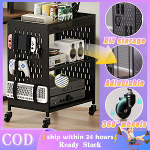 3 Layer Computer CPU Stand With Wheel Floor-Mounted Printer Stand Multi-Function Office Storage Rack Movable Storage Rack Cart Sofa Side Storage Adjustable Snack Storage Rack DIY Panels With Elastic Band And Hook For Office Kitchen