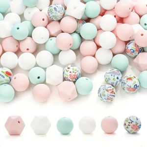 38 Chiếc Silicone Đính Hạt Bộ In Hình Cho DIY Móc Khóa Vòng Tay Phụ Kiện Điện Thoại Di Động Cổ Hạt Thời Trang Bộ