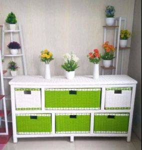 Lemari Rotan Sintetis 8 Laci Meja Tv Minimalis Modern terbaru Murah