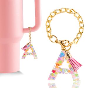 Letter Charm อุปกรณ์เสริมสําหรับถ้วยสแตนลีย์ 1 PCS น่ารักเริ่มต้นพวงกุญแจ Charm สําหรับ Stanley Tumbler สําหรับผู้หญิงหญิง