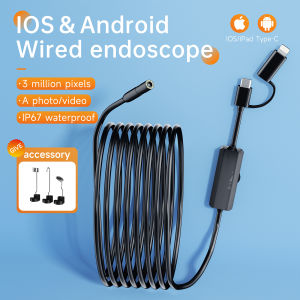 Endoscope Camera For iPhone iPad IOS & Android Type-c Led Light IP67 Borescope Industry Inspection Camera With Semi-Rigid