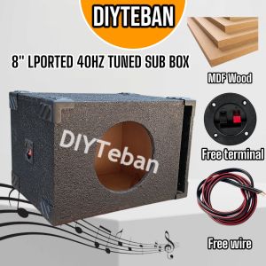 8 Inches Subwoofer Box LPORTED 40hz Tuned MDF 12mm black textured scratch resistant speaker and closure