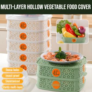 Dining Table Leftovers Cover Healthy Material Kitchen Hollow Multi-Layer Vegetable Food Cover Dustproof Mosquito Proof Breathable