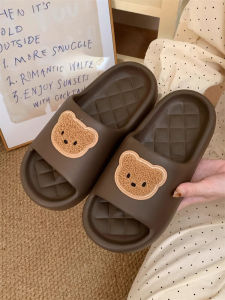 Cute Bear Couple Slippers Summer Anti-Slip Bathroom Men Women EVA Home Slippers Comfortable Soft Bottom Odor Control Sandals