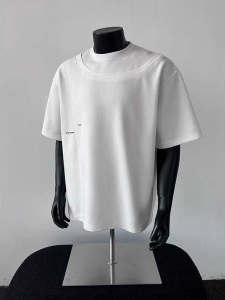 เสื้อยืดคอกลมแขนสั้นทรงหลวมสไตล์ฮิปฮอปสำหรับผู้ชาย เสื้อผ้าทำงานลำลองฤดูร้อน ผ้าฝ้ายผสม เสื้อผ้าทำงานลำลอง