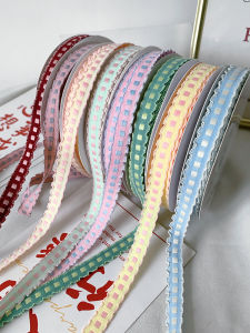 1cm Yarn-Dyed Crochet Fabric Ribbon Bows DIY Handmade Material Gift Bouquet Packaging Ribbon Clothing Ribbon