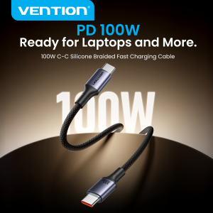 Vention USB C to USB C Cable 100W 60W PD Fast Charging 5A 3A 480Mbps Silicone Braided Cord with E Marker Chip for Laptop Phone type C to type C Cable