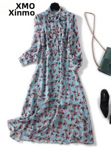 XMO | Đầm Chiffon Hoa Slim Fit A-line Tay Dài Nhẹ Nhàng