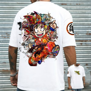 Bandai | Dragon Ball Printed Cotton Short-sleeved Summer Breathable Sports Crew-neck T-shirt for American Men and Women