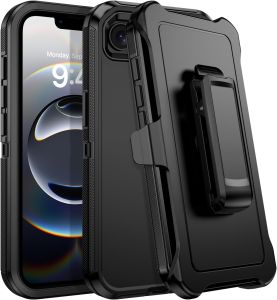 เคสสำหรับไอโฟนแอร์พร้อมซองคลิปหนีบเข็มขัดกันกระแทก3ชั้นป้องกันทุกส่วนของเครื่องทนทานเคสสำหรับไอโฟนโทรศัพท์มีสาย17 Pro Max/ 16 Pro Max/ 16E/15 Plus/ 14 Pro/13/12/11/SE32 xs สูงสุด/Xr/xs