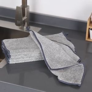 Khăn lau bếp đa năng sợi than tre màu xám không dính dầusiêu thấm hút mềm mịn không xù lông - khăn lau đa năng siêu thấm hút kháng khuẩn