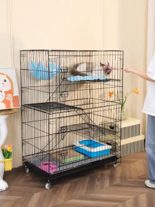 Winky Wink🐾กรงแมวคอนโด4ชั้น กรงแมวขนาดใหญ่ กรงแมวแบบคอนโด ประกอบง่าย เคลื่อนย้ายได้ คอกกรงแมว พับได้