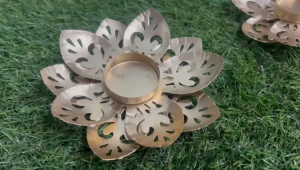 Handcrafted Metal Flower Design Diya Candle Holder | Decorative Tealight Holder for Pooja Home Festive & Diwali Decor (Size - 5 Inch Pack of 1 Pc)