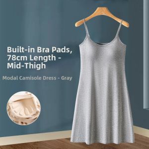 UPcosy | Modal Padded Underwear Dress White Large Size Long
