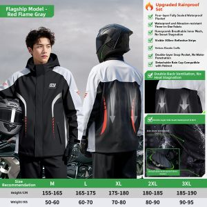 QUANYAN | Mens Waterproof Breathable Rain Suit for Delivery Riders