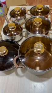 [Freeship] Bộ Nồi Đức ENGELBERG  6 món 12 chi tiết  Inox 5 lớp đáy từ chính hãng