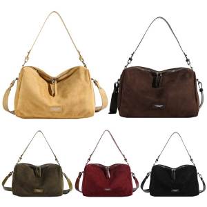 Phụ Nữ Giả Da Lộn Túi lớn đựng đồ cổ điển Túi xách sức chứa lớn Túi đeo chéo đơn giản dây đeo điều chỉnh được khóa kéo Chic Túi hobo