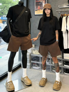 LIUBU | Brown American Style Drawstring Light Shorts Summer Running Fitness Pants
