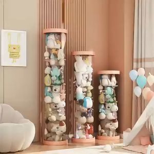 Doll Storage Bucket Transparent Cylindrical Storage Box Durable  Large-capacity Rotatable Childrens Toy Doll Organizer Tube Box