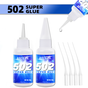 LOOLIFL 502 Super Glue 20g Strong Instant Adhesive for Plastic Metal Rubber Ceramic - Fast Drying Cyanoacrylate Glue with