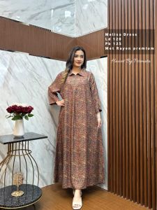 DRESS MELISA//GAMIS HAWET RAYON MOTIF BUNGA//DASTER AMANDA PANJANG TERBARU LENGAN PANJANG