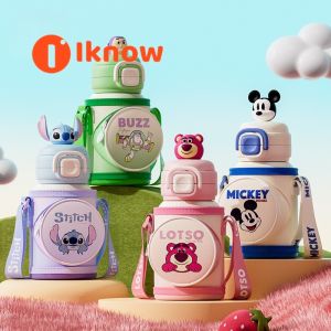 I know Disney Kids Insulated Stainless Steel Water Bottle - 316 Stainless Steel Cartoon Design Portable Dual-Drink Cup with Large Capacity