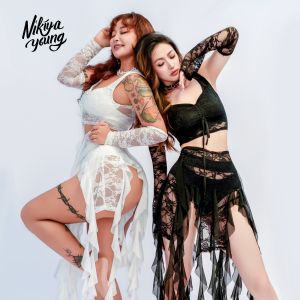 Nikiya Young Half Skirt Lace See-through Tassel Dance Practice Uniform Set Womens Latin Dance Fitness Apparel Cloud Mist