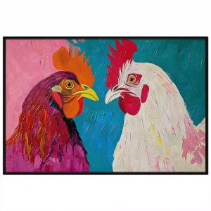 Tranh uyên ương gà trống gà mái đại cát phong thủy cầu hạnh phúc tài lộc viên mãn.Tranh treo tường dán tường.CGI-1004