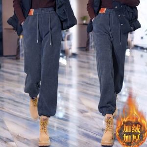 Quần Dài Thể Thao Harlan Dày Lót Lông Cừu Cỡ Lớn Cho Nữ Quần Dài Thường Ngày Ấm Áp Đa Năng Cỡ Lớn 300 Pound