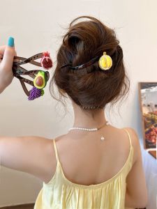 Cute Fruit Twist Hair Clips Stylish Summer One-Word Hair Grips Fashionable Accessory for Women Freshly Designed Original Clip