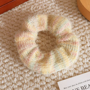 ริบบิ้นผ้าลายย้อนยุคสีกาแฟสำหรับผู้หญิง ริบบิ้นผมหางม้าสูง สายรัดผม ปลอกยาง ประดับผม เครื่องประดับแฟชั่น