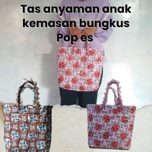 Tas souvenir anak daur ulng Bungkus pop es Keranjang belanj anyaman Tas Belanja Unik Sayur dan buah