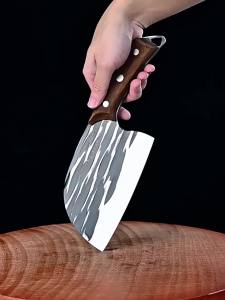Dao Bếp Bằng Thép Không Gỉ Rèn Thủ Công Cán Gỗ Nguyên Khối Thân Thiện Với Môi Trường Dùng Để Cắt Thái Và Băm.