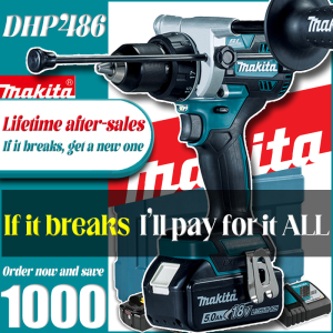 Makita DHP486Z 18V LXT Brushless 1/2" Hammer Drill-Driver Up to 1155 in. lbs. Max Fastening Torque! Variable Speed Reversible Electric Brake  With battery charger and tool case