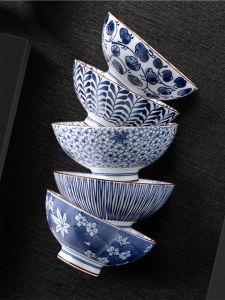 Mino Yaki | Ceramic Blue and White Porcelain Bowl Set