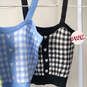 Welabelle Zia Tank Top Plaid Crop / Atasan Rajut Kotak (T10)