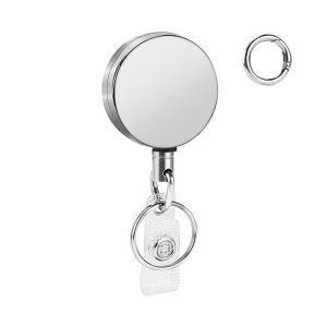 4cm Heavy Duty Retractable Metal Wire Keychain Pull Badge Reel ID Strap Name Card Badge Holder Reel Spring Key Ring Outdoor Tool