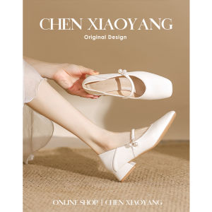 Spring East French Style Low Heel Square Head Shoes for Women Soft Cow Leather Vulcanized Soles Non-Slip Mary Jane Shoes
