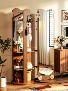 maitian | Rotating Full Length Mirror with Storage & Clothing Rack
