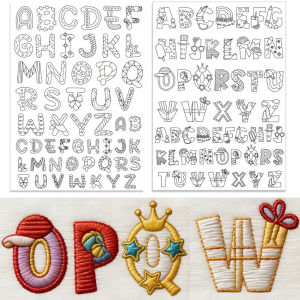 Funny Alphabet A-Z Water Soluble Embroidery Stabilizer Tear Away Sewing Patterns for Shirts Towels DIY Hand Embroidery Craft