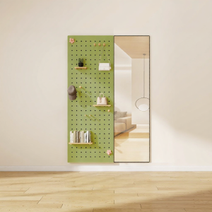 BEIQIVI | Customized Hole Board Full-length Mirror Real Wood Storage Shelf