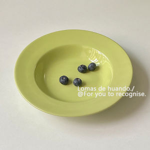 Bát Đựng Súp Tròn Màu Xanh Lá Cây Dâu Tây Bát Đựng Bánh Mì Bát Ăn Tối Bát Ăn Sáng Bát Sứ Tròn Màu Trơn Phong Cách Bắc Âu Dành Cho Người Lớn