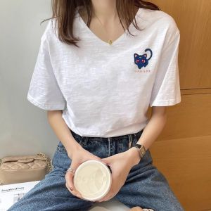 Short Sleeve V-Neck Thin Casual Loose Fashion Print T-Shirt