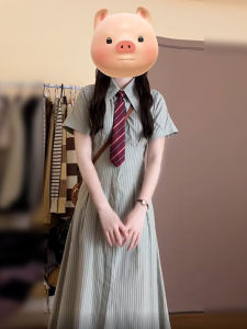 ชุดเดรสโปโลสไตล์วิทยาลัยสำหรับฤดูร้อน 2025 ชุดเดรสยาวเอวสูงสำหรับผู้หญิงไซส์เล็ก ชุดเดรสยาวเอวสูงดีไซน์เก๋ไก๋